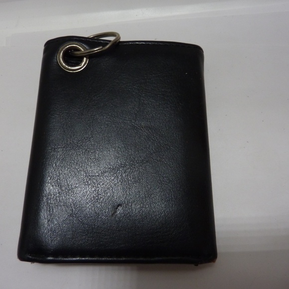 Mens Black Leather Trifold Wallet ID Window Credit Card Case Holder KEYCHAIN - Picture 10 of 10
